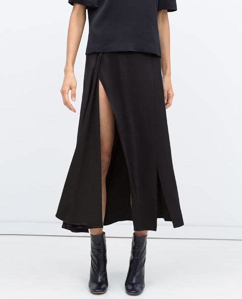 zara black skirt|long black skirt with slit.